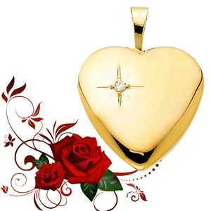 14K Yellow  Diamond-Accent Heart Locket Pendant